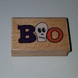 NEW BOO Halloween Skull Rubber Stamp Studio G 2011 Hampton Art NEVER USED